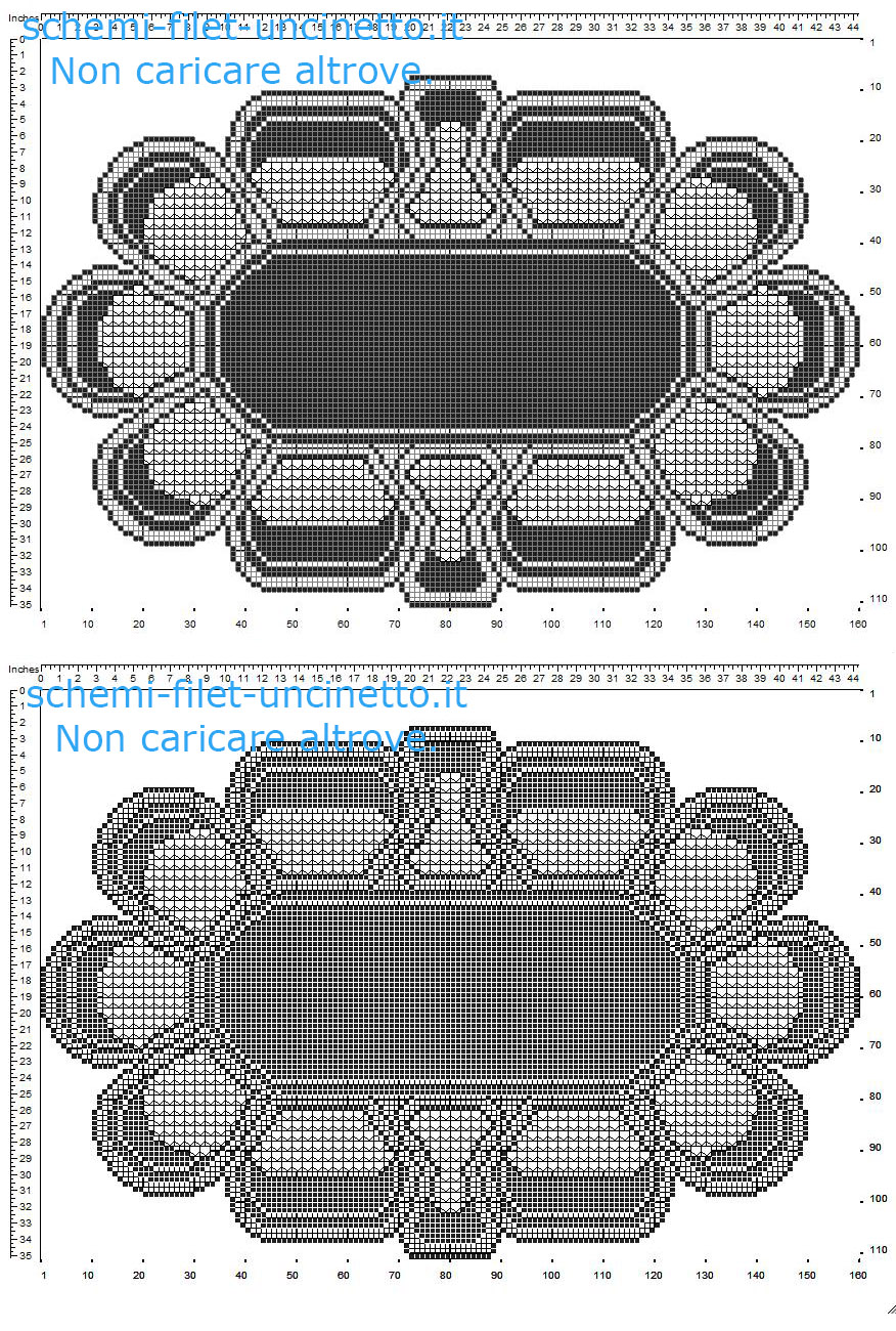 Trittico con petali del fiore margherita schema filet uncinetto gratis parte 2